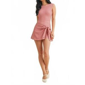 NEW KIMBERLY C gingham wrap dress in red